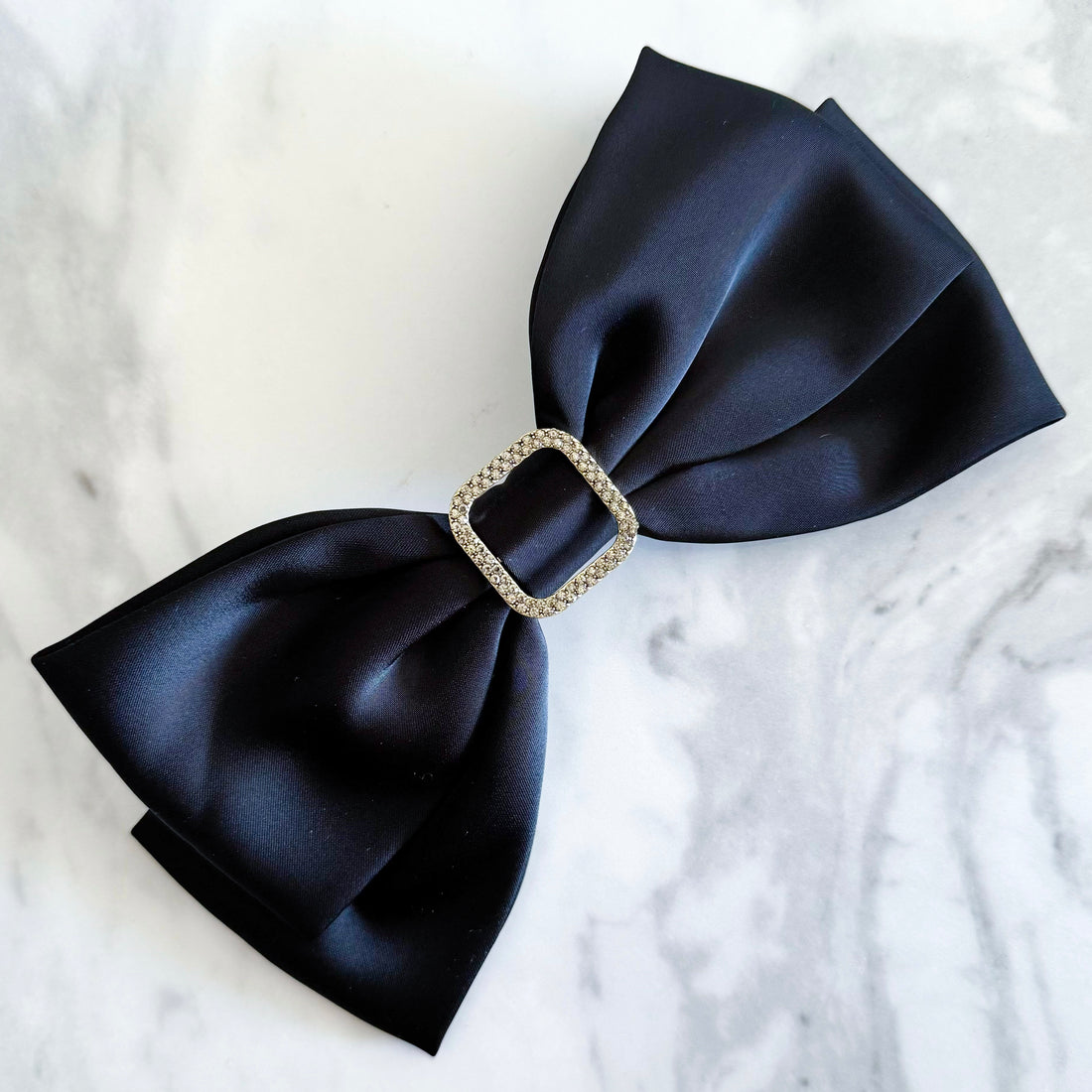 Bow Hair Clips - Silky Two Layers with Shiny Stones