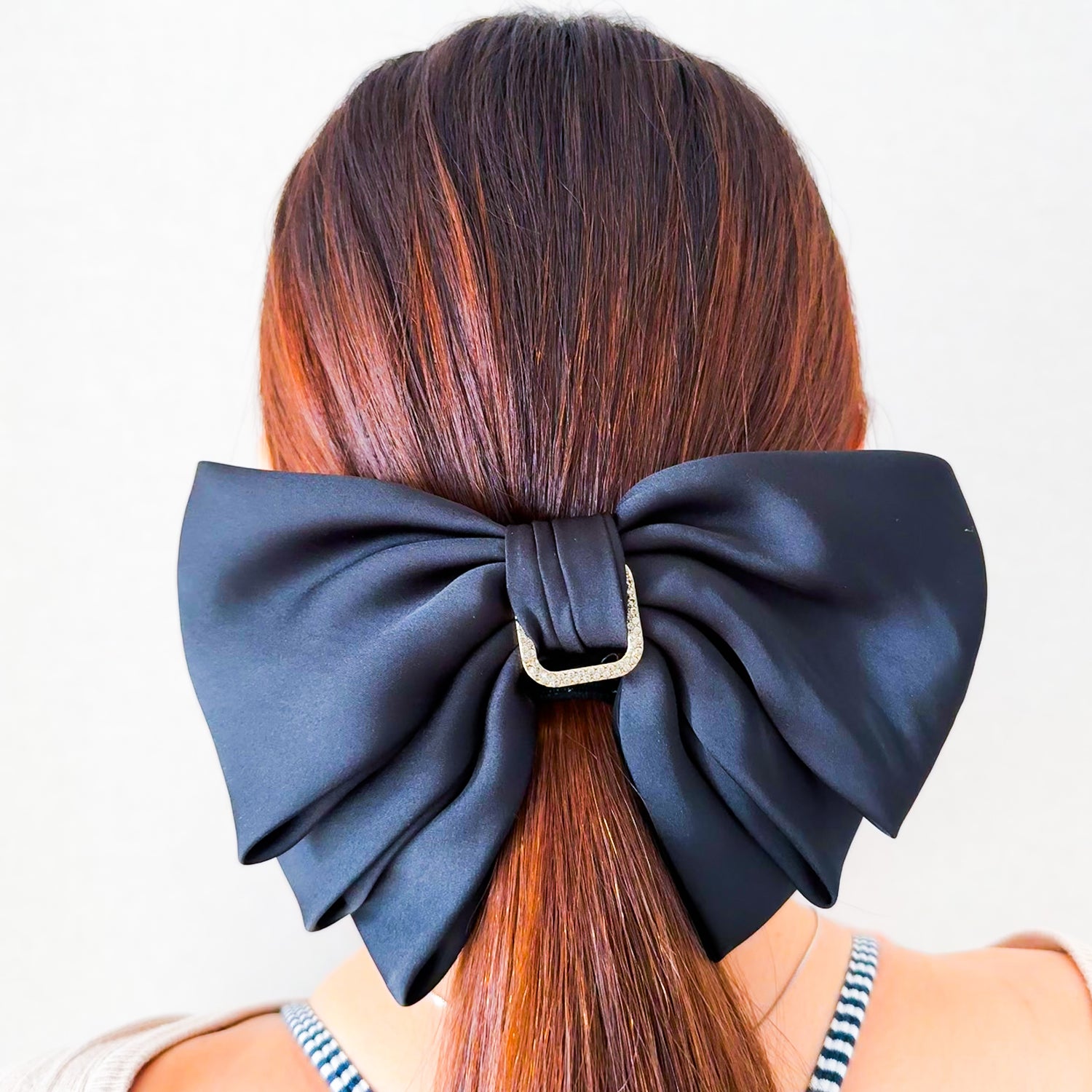 Bow Hair Clips - Silky Three Layers with Shiny Stones